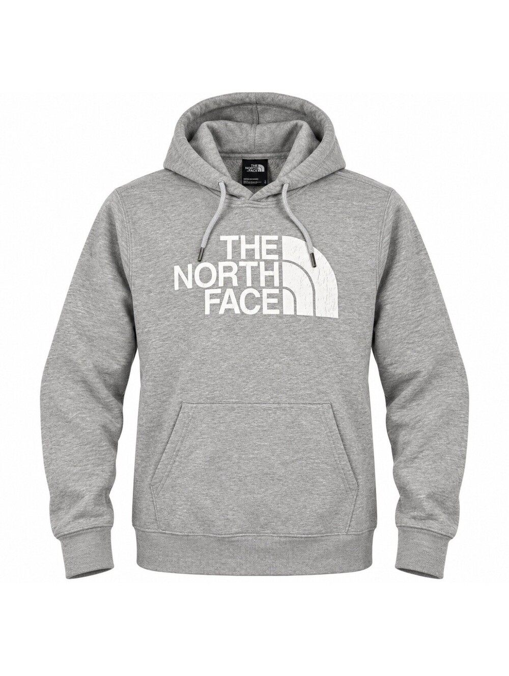 The North Face Hoodie Mens Large Gray Distressed Big Logo Pullover Sweatshirt